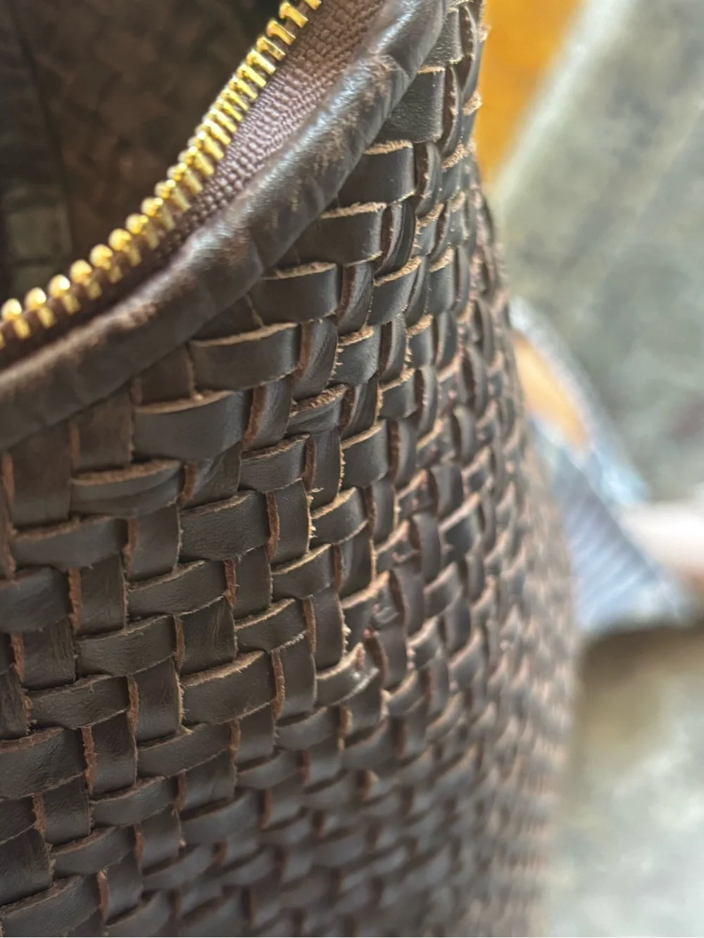 Madewell Leather woven Essentials Bag in Dark Brown